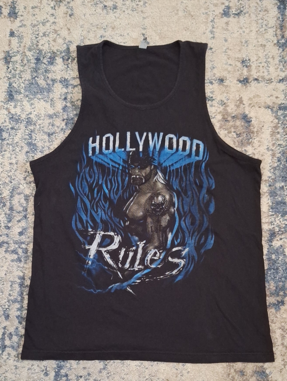Next Level Apparel Hulk Hogan Hollywood Rules Blue Flame Slash Tank Top Size M
